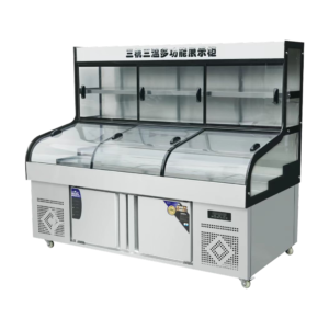 Large cabinet-shaped right-angle three-temperature display case