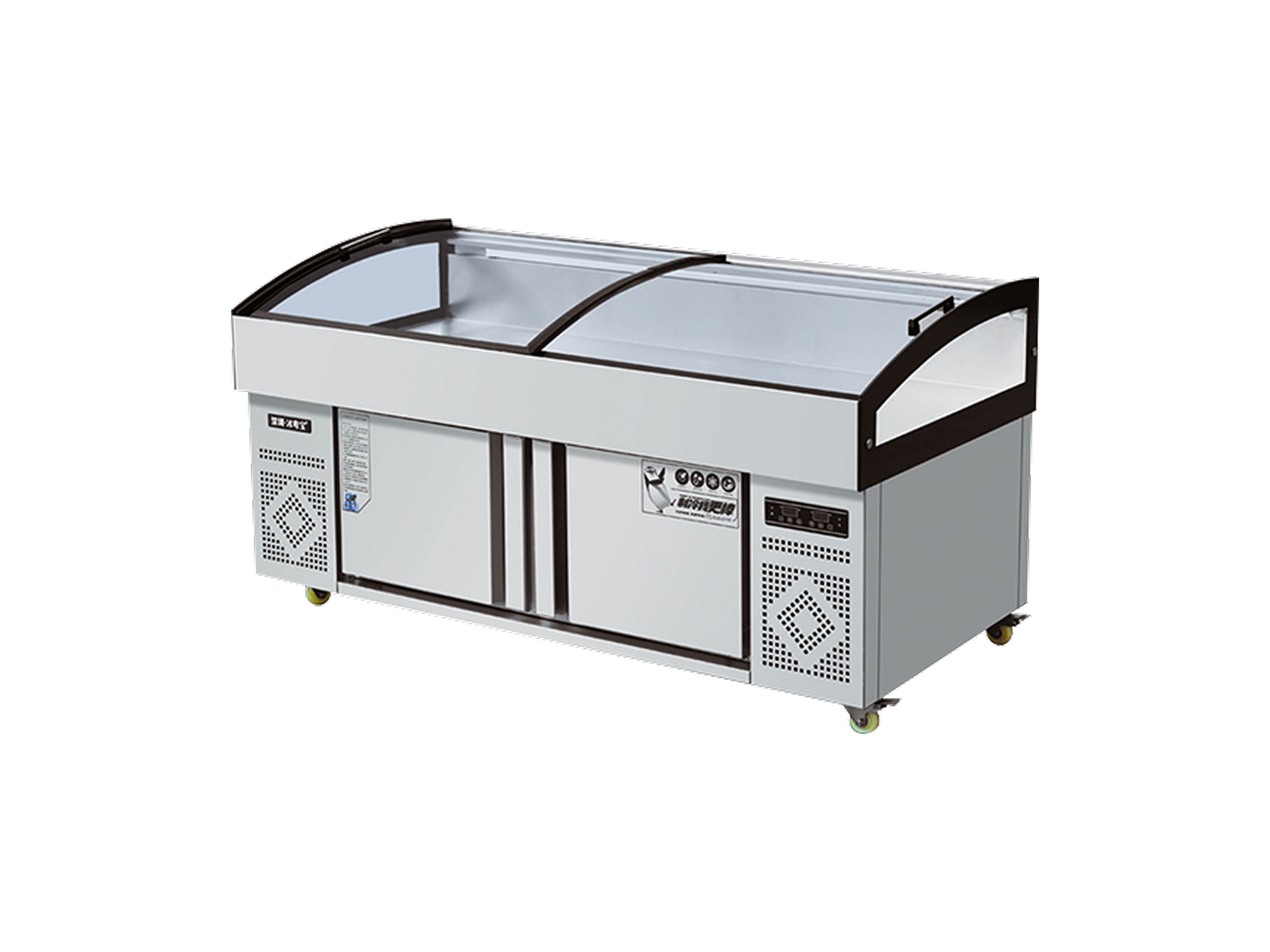 Flat-bottomed dual-temperature display case