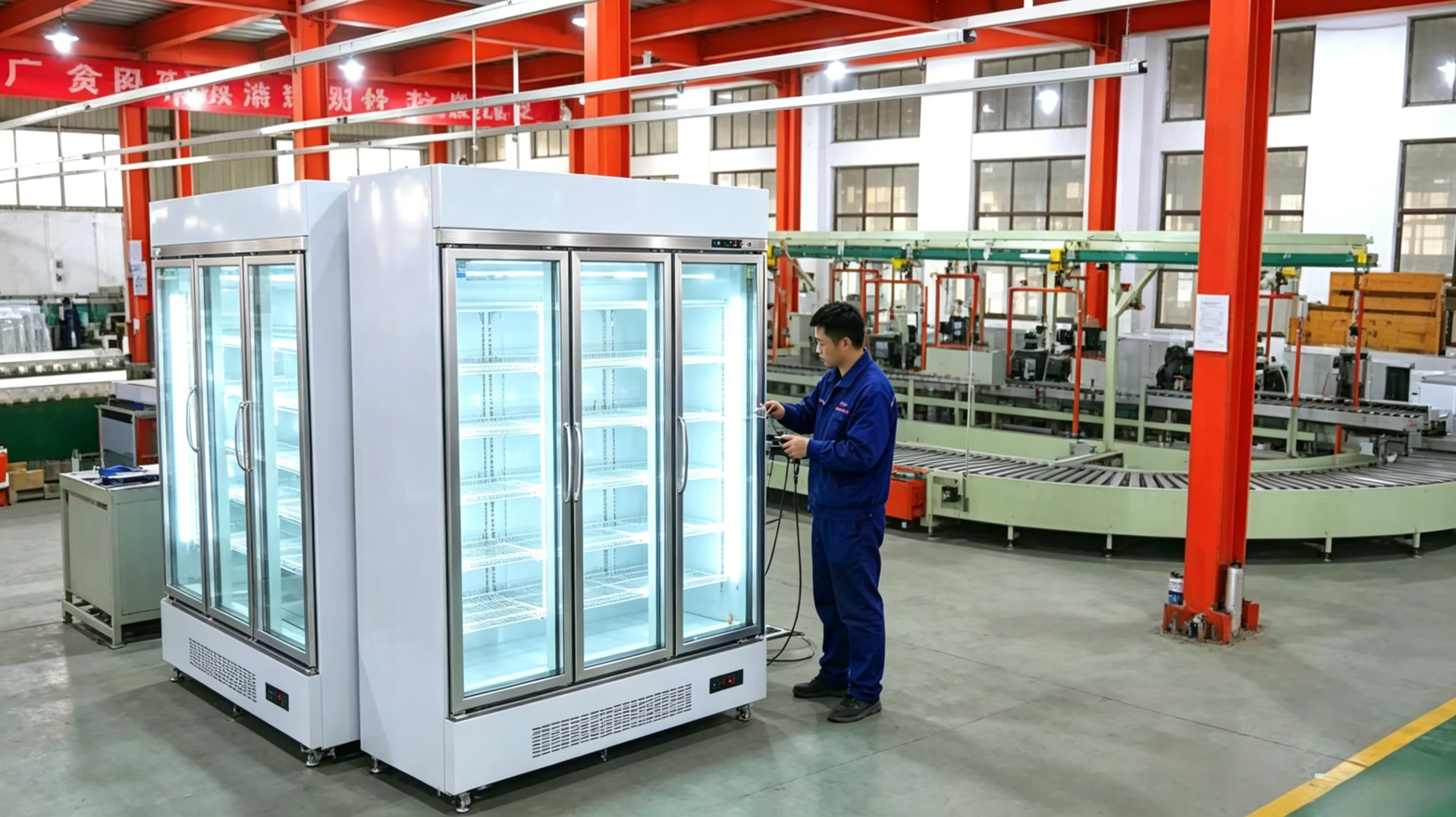 Factory quality test for tropical grade commercial glass door chiller, 48 hours continuous temperature stability test